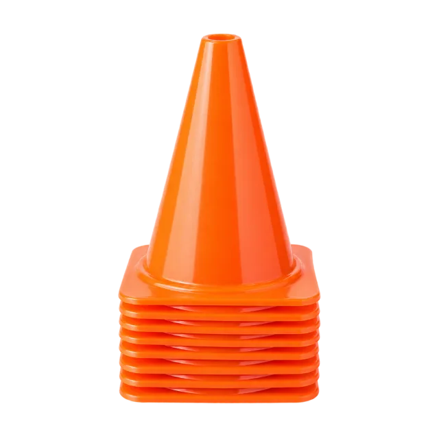 Realistic-style illustration of stack of orange sports cones