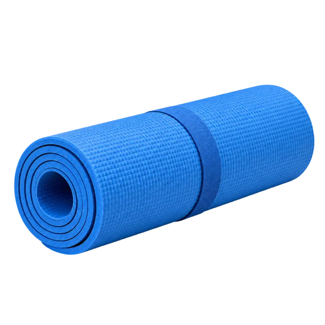 Realistic-style illustration of rolled blue exercise mat