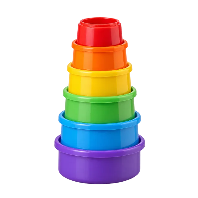 Realistic-style illustration of colorful nesting cups