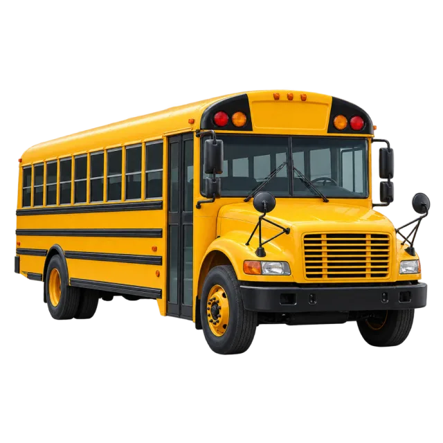 Realistic-style illustration of yellow school bus