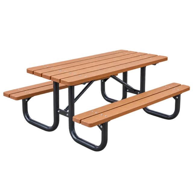 Realistic-style illustration of outdoor school picnic bench