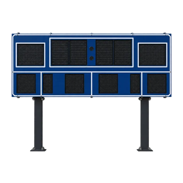 Realistic-style illustration of school sports scoreboard with blank panels