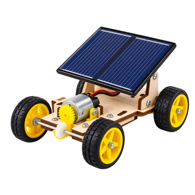 Realistic-style illustration of solar powered model car