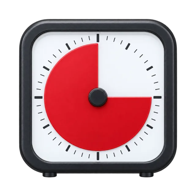 Realistic-style illustration of classroom timer with red disk