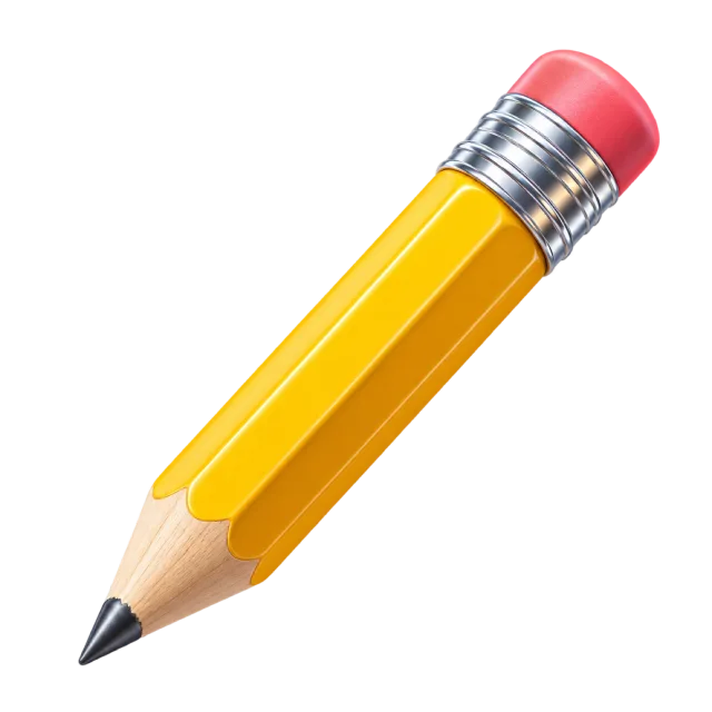 3D-style illustration of yellow wooden pencil