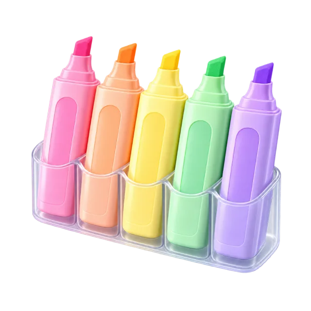 3D-style illustration of pastel highlighter set
