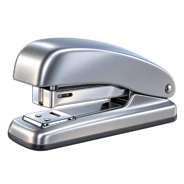 3D-style illustration of silver stapler