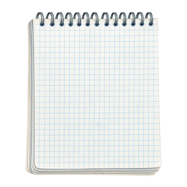 Watercolor-style illustration of blank graph paper pad