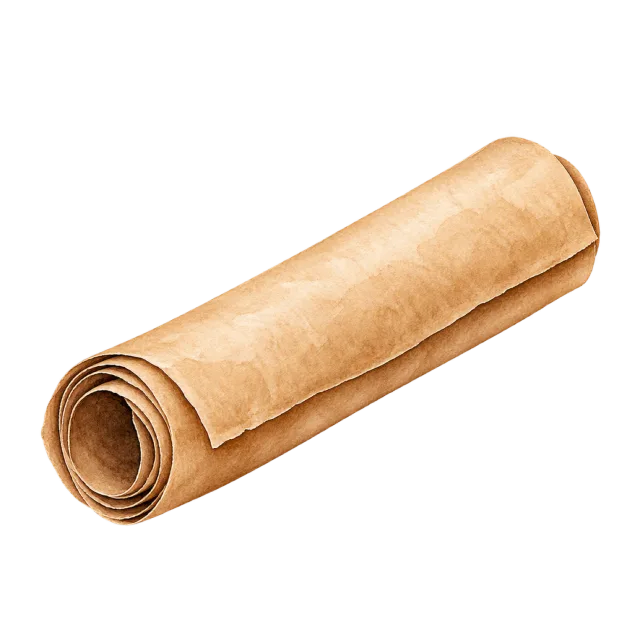 Watercolor-style illustration of rolled kraft paper