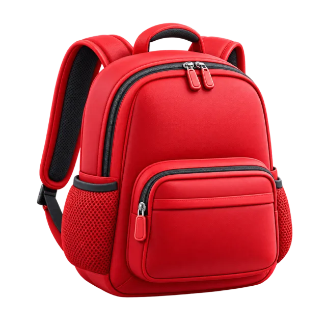 3D-style illustration of red school backpack
