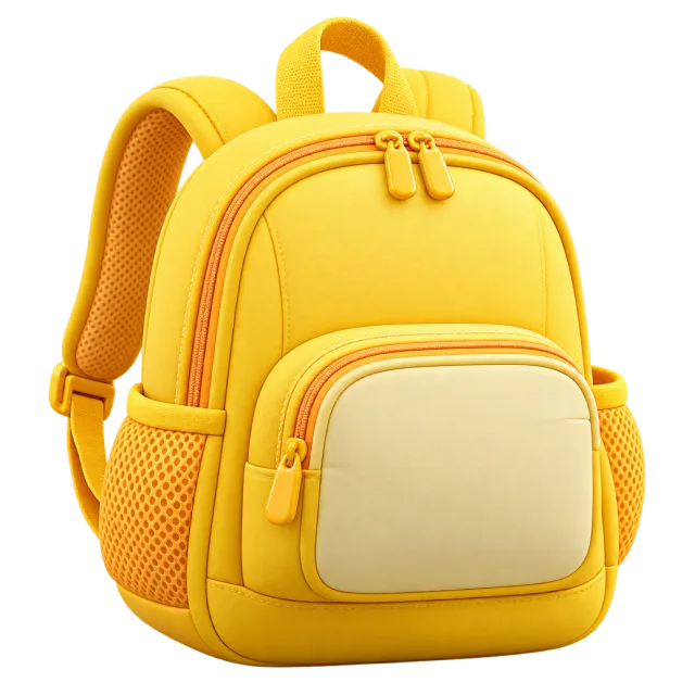 3D-style illustration of yellow preschool backpack