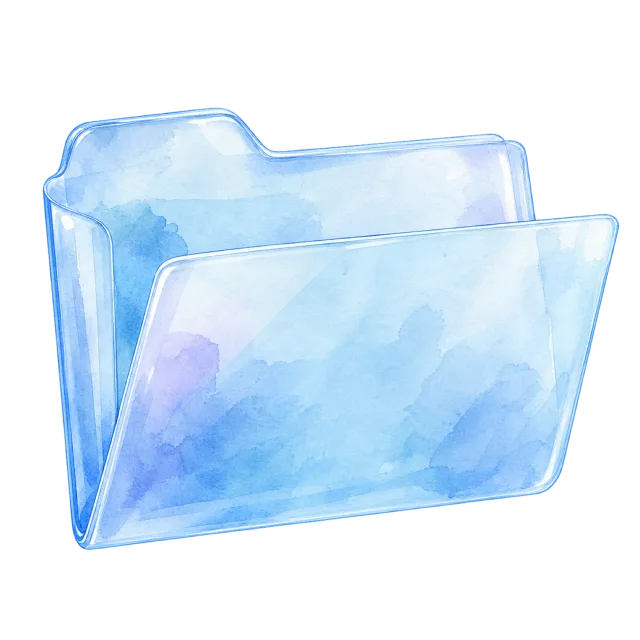 Watercolor-style illustration of transparent document folder
