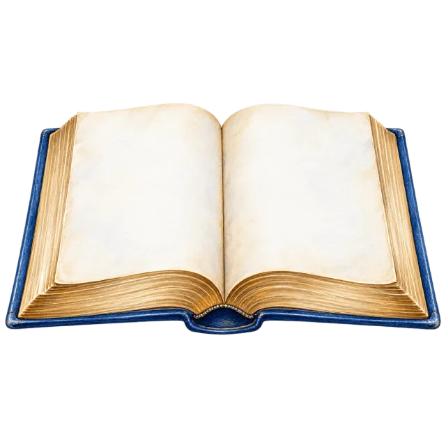 Watercolor-style illustration of open thick reference book with blank pages