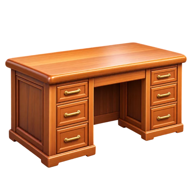 3D-style illustration of wooden teacher desk