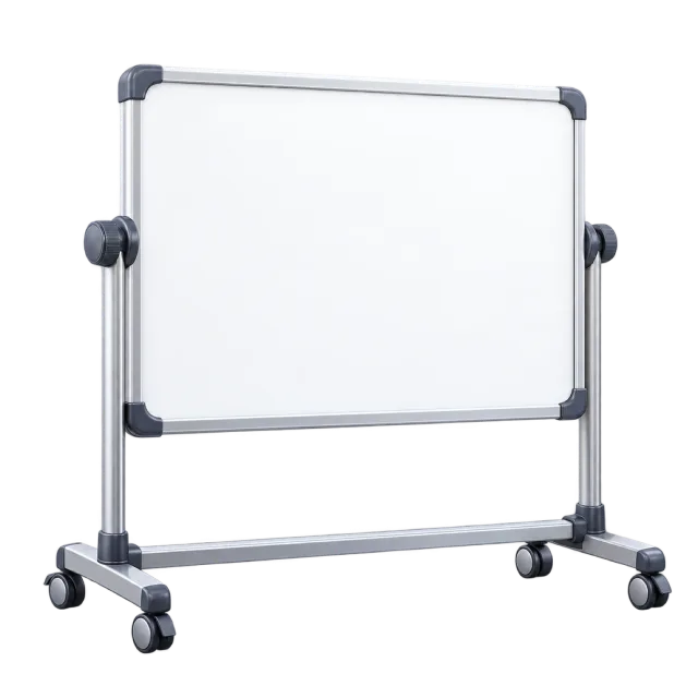 3D-style illustration of mobile whiteboard with a blank surface