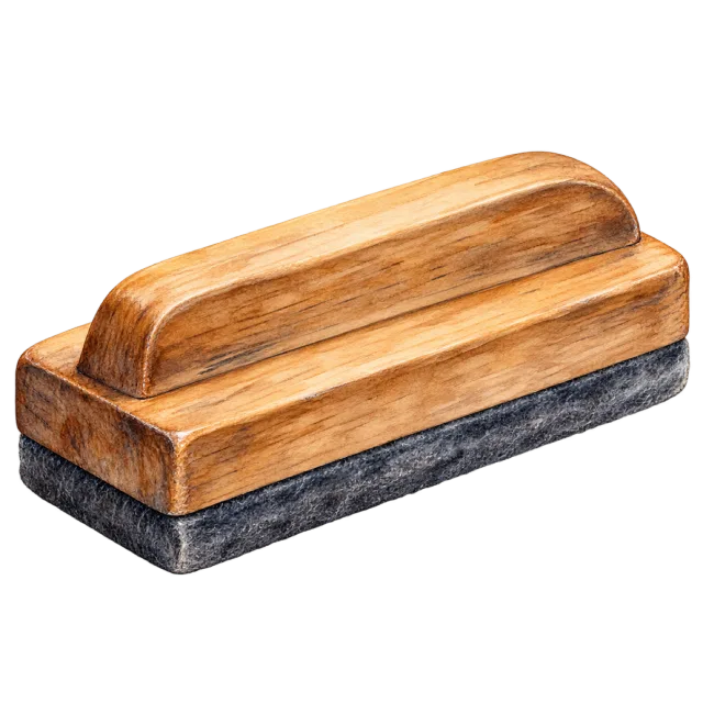 Watercolor-style illustration of wooden chalkboard eraser
