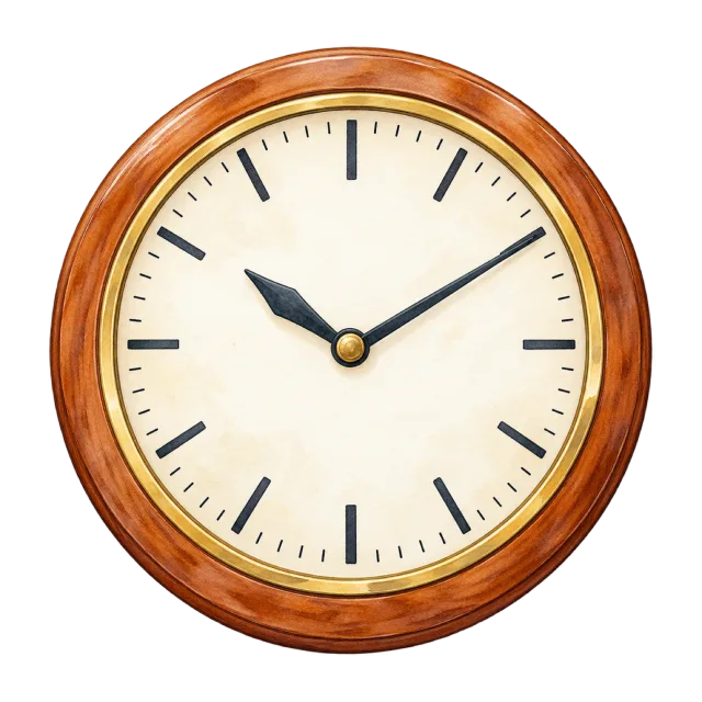 Watercolor-style illustration of round classroom wall clock