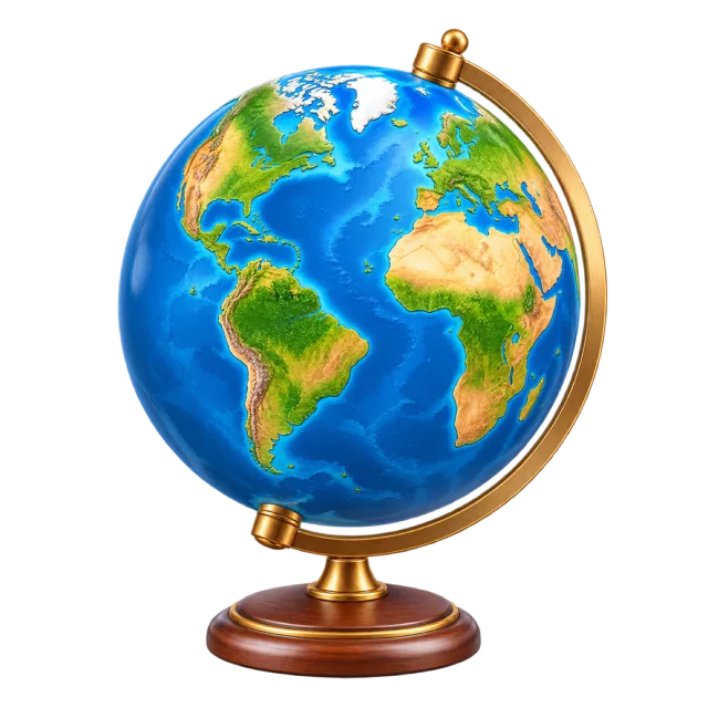 3D-style illustration of classroom globe on a stand