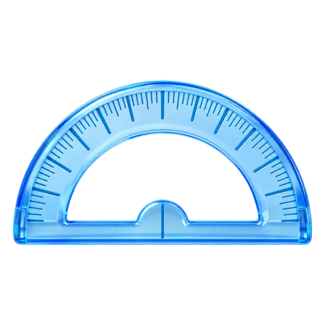 3D-style illustration of semicircle protractor