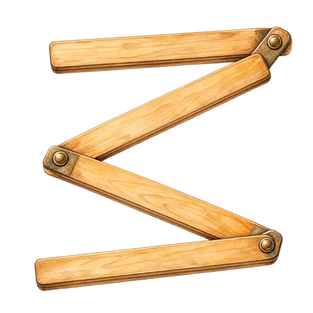 Watercolor-style illustration of folding wooden measuring stick