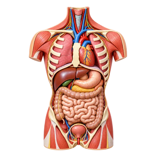 3D-style illustration of human torso anatomy model