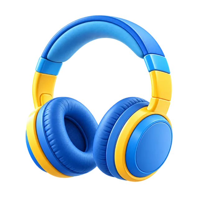 3D-style illustration of over ear school headphones