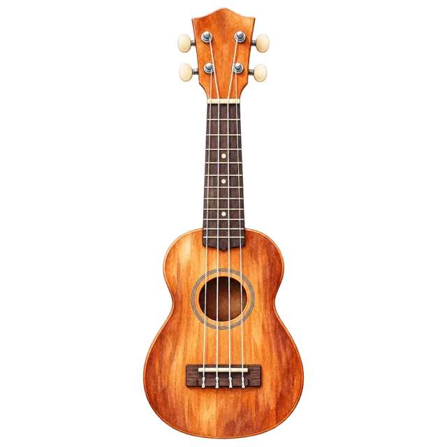 Watercolor-style illustration of school ukulele