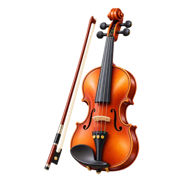 3D-style illustration of violin with bow
