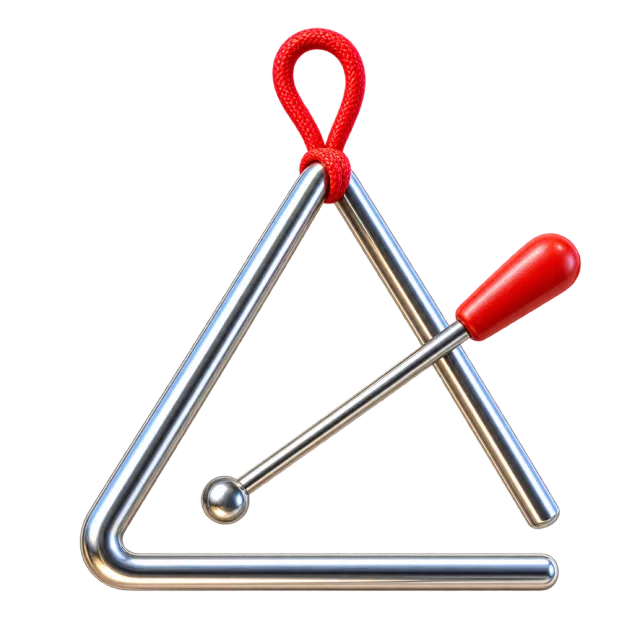 3D-style illustration of triangle percussion instrument with striker