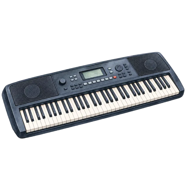 Watercolor-style illustration of portable electronic keyboard