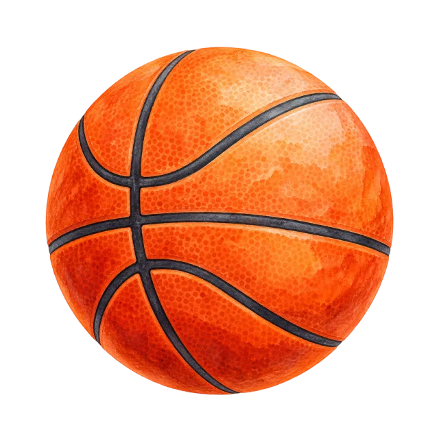 Watercolor-style illustration of orange basketball