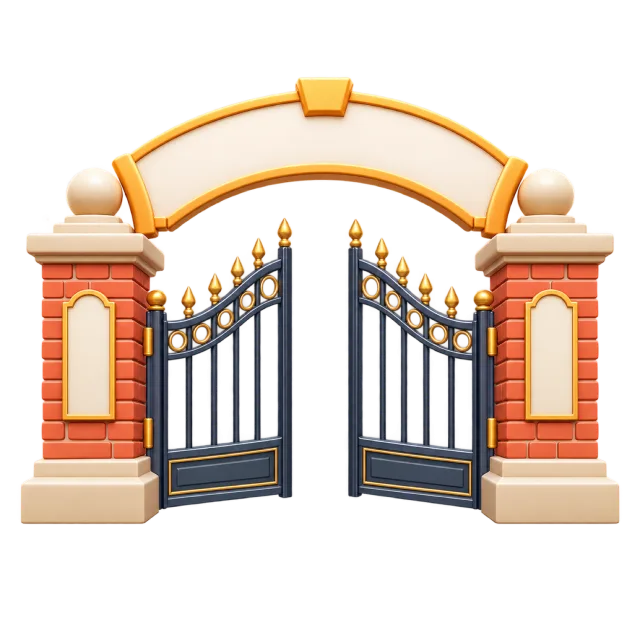 3D-style illustration of school entrance gate with blank arch