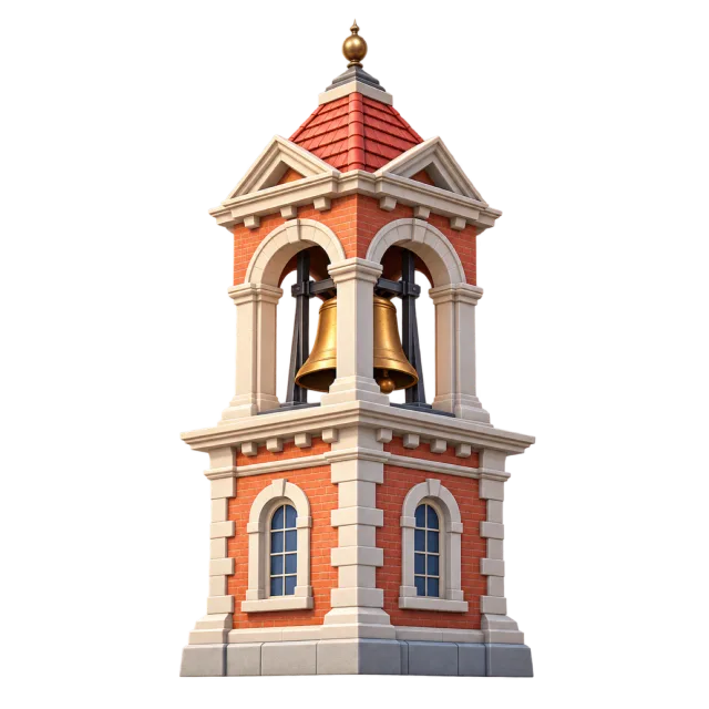 3D-style illustration of school bell tower architectural model