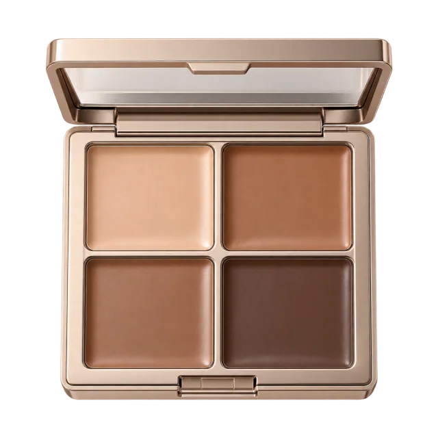 Realistic-style illustration of four pan cream contour palette