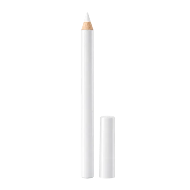 Realistic-style illustration of white eyeliner pencil with cap beside it