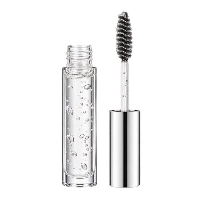 Realistic-style illustration of clear brow gel tube with spoolie