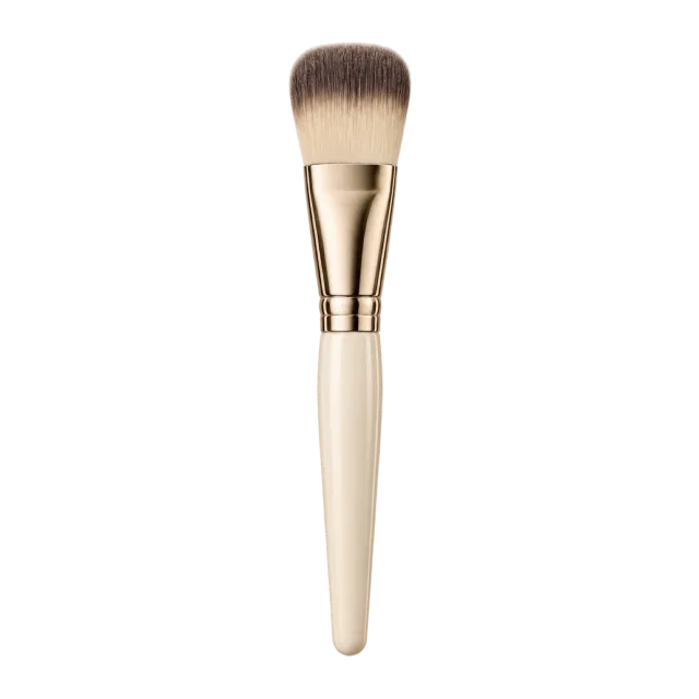 Realistic-style illustration of flat foundation brush with ivory handle