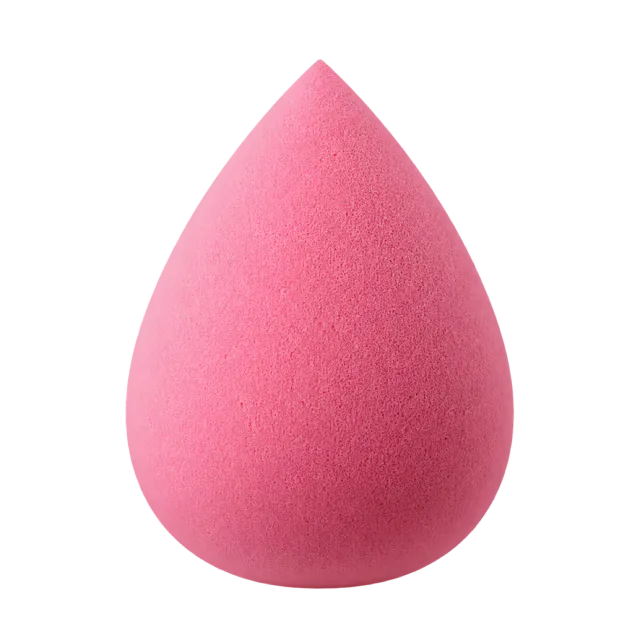 Realistic-style illustration of pink teardrop makeup sponge