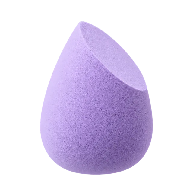Realistic-style illustration of lavender beveled makeup sponge
