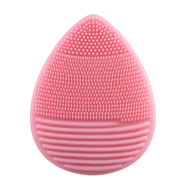 Realistic-style illustration of pink textured silicone cleansing pad