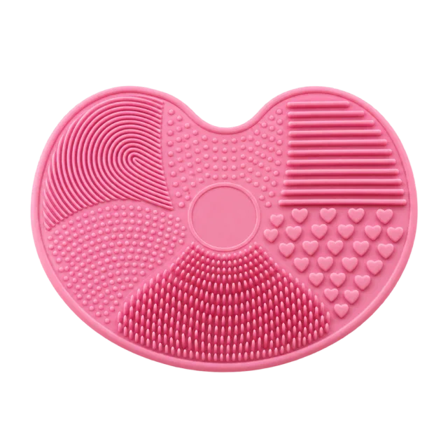 Realistic-style illustration of pink silicone brush cleaning mat