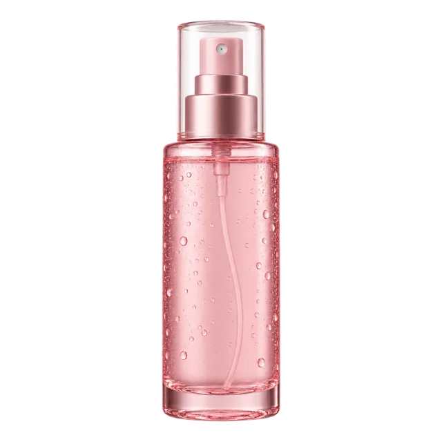 Realistic-style illustration of pink facial mist spray bottle