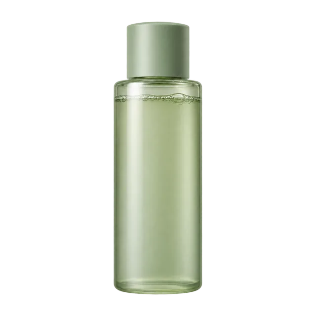 Realistic-style illustration of sage green toner bottle