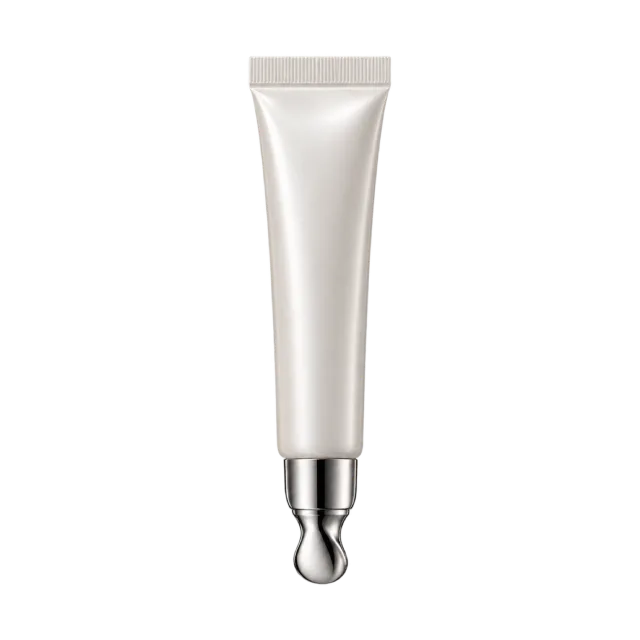 Realistic-style illustration of eye gel in slim tube with metal tip