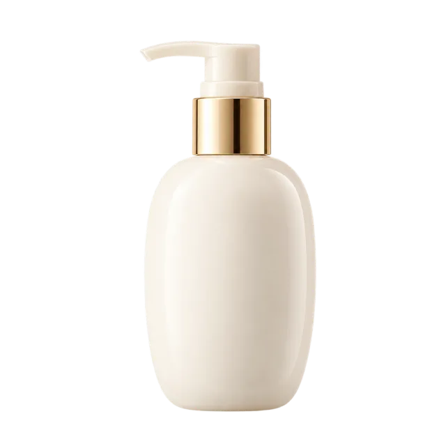 Realistic-style illustration of face lotion in ivory pump bottle