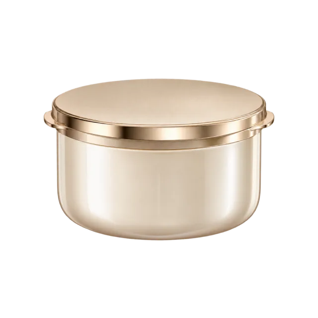 Realistic-style illustration of cream jar with gold rim