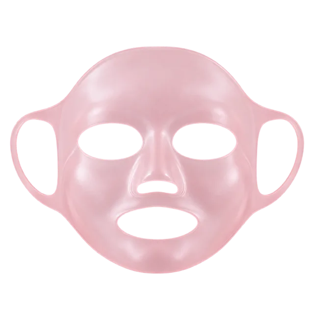 Realistic-style illustration of reusable silicone sheet mask with ear loops