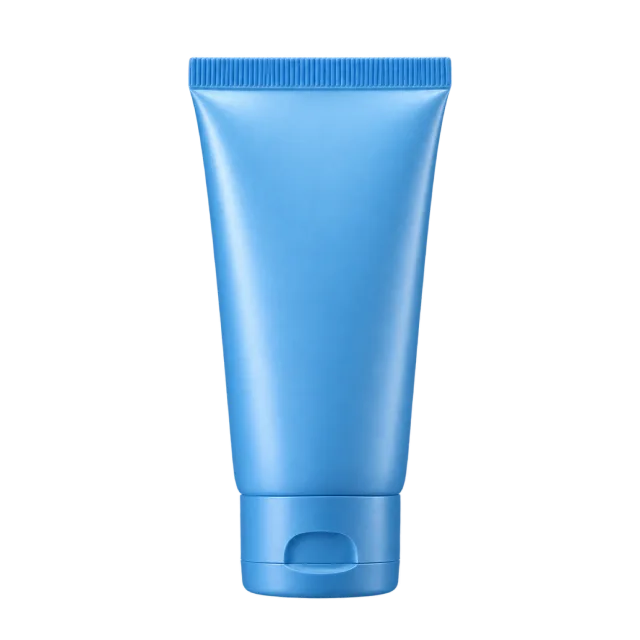Realistic-style illustration of blue sunscreen squeeze tube