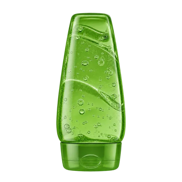 Realistic-style illustration of green after sun gel container