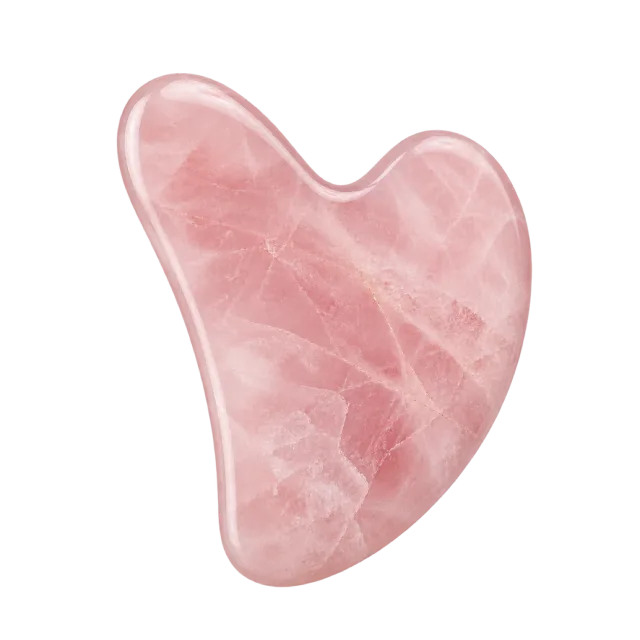 Realistic-style illustration of pink stone gua sha tool